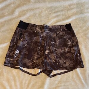 Athleta Black Floral Athletic Shorts